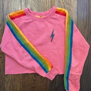 AVIATOR NATION - Bolt Embroidery Classic Cropped Crew Sweatshirt in XS